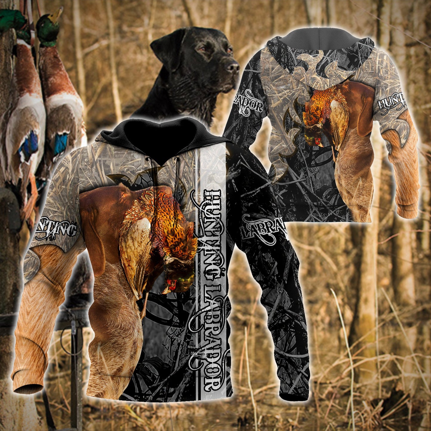 Labrador Hunting 3D Over Printed Unisex Deluxe Hoodie ML