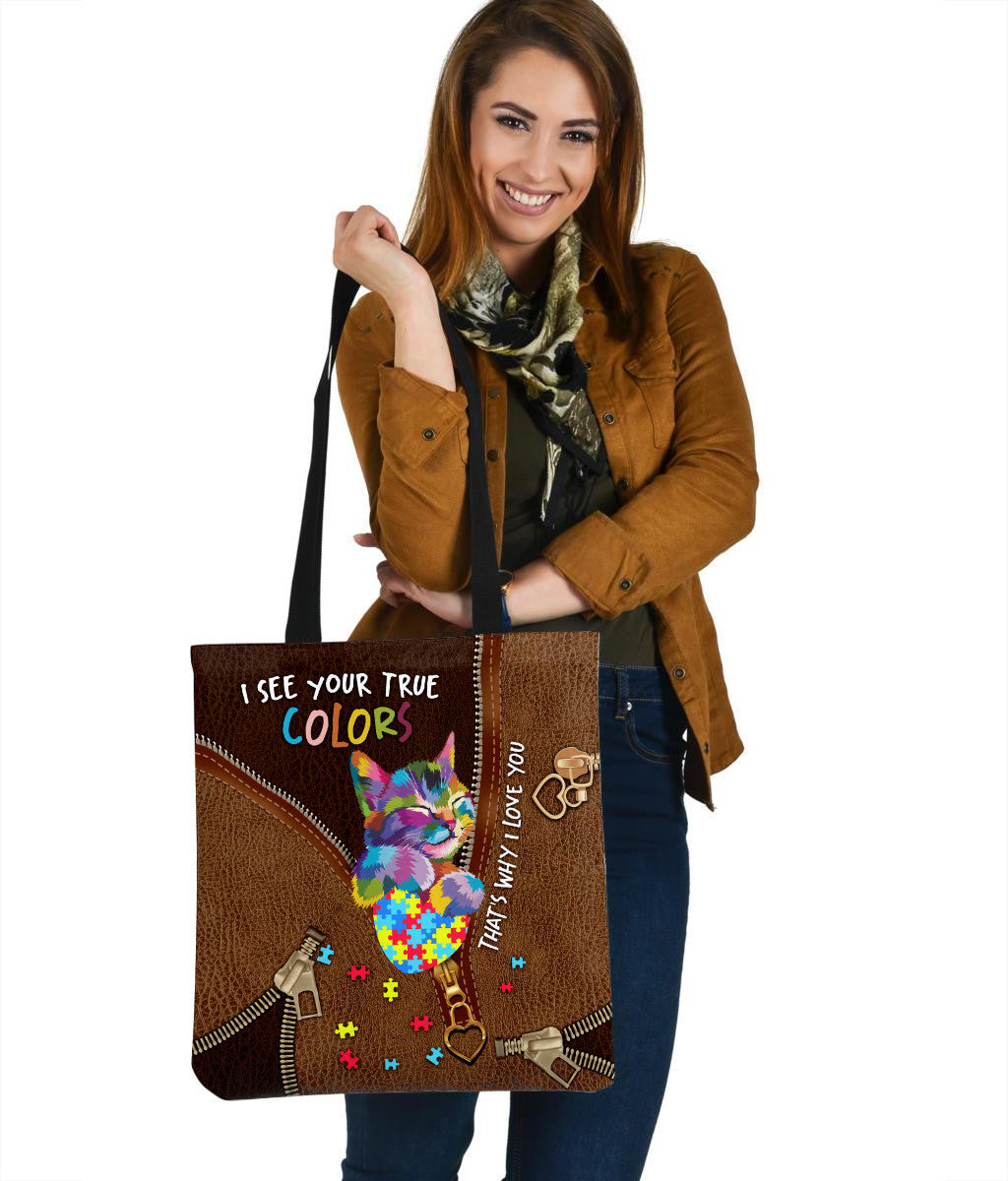 I See Your True Color Cat 3D Printed Canvas Tote Bag DA8112001