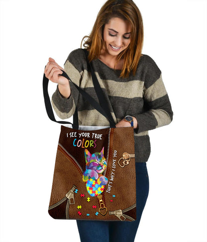I See Your True Color Cat 3D Printed Canvas Tote Bag DA8112001