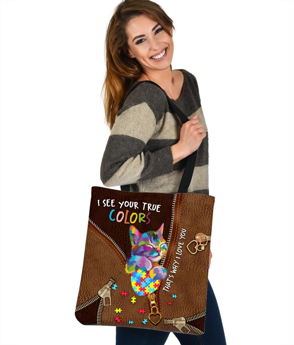 I See Your True Color Cat 3D Printed Canvas Tote Bag DA8112001