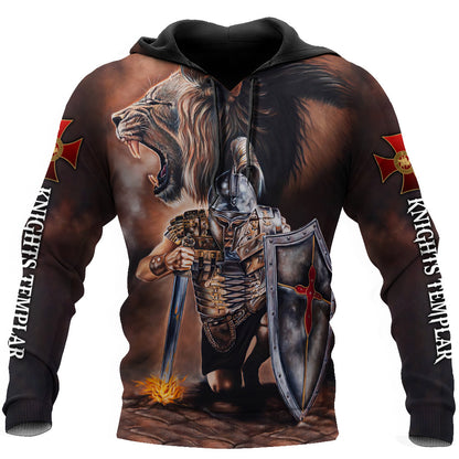 Knights Templar and Lion 3D All Over Printed Shirts VP12112003