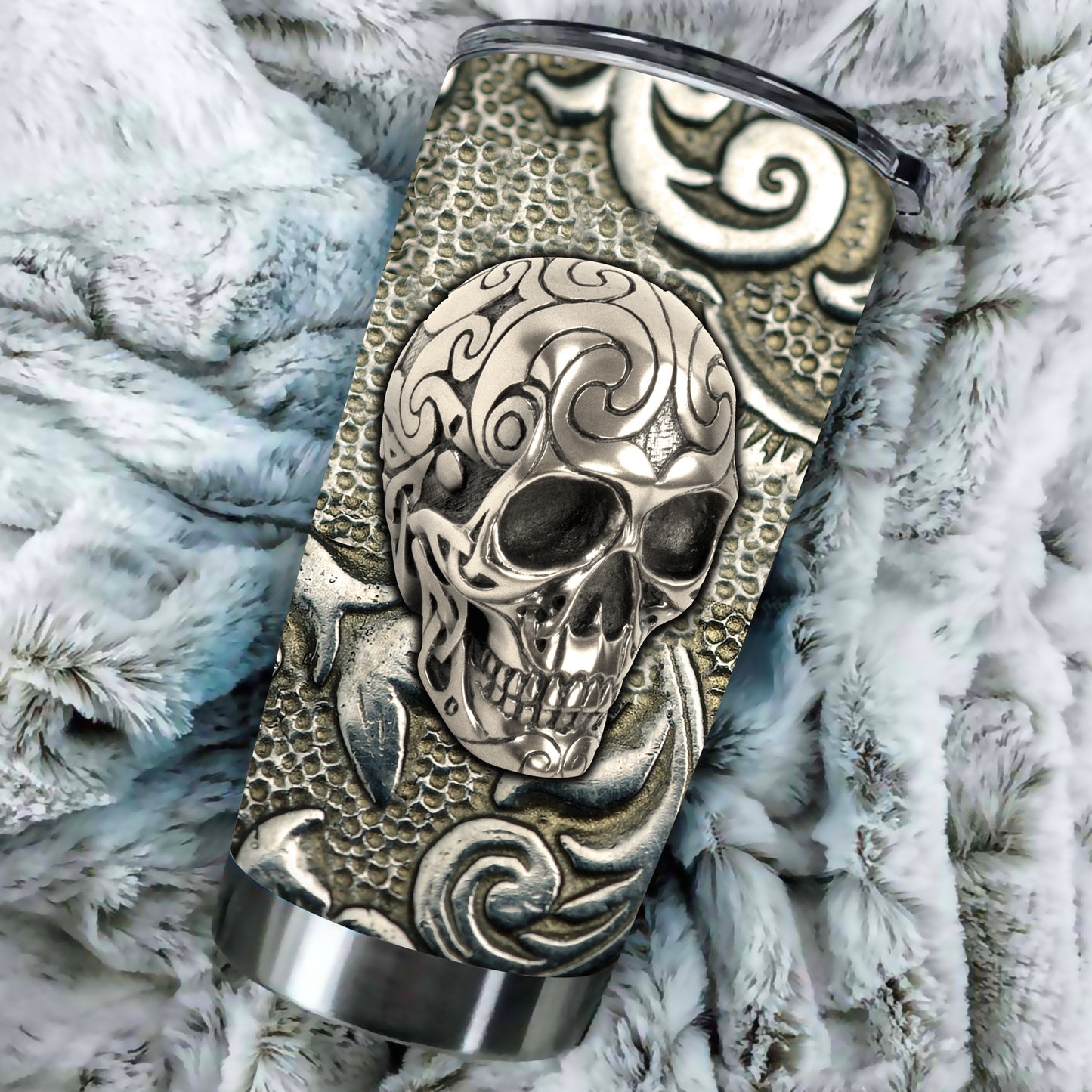 Customize Name Metal Skull Stainless Steel Tumbler DA19112004