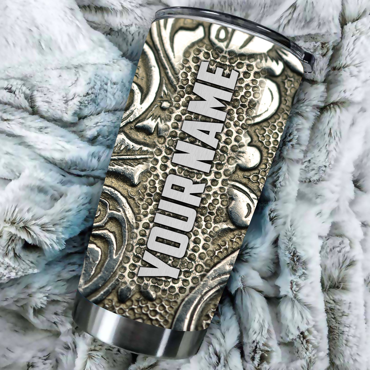 Customize Name Metal Skull Stainless Steel Tumbler DA19112004