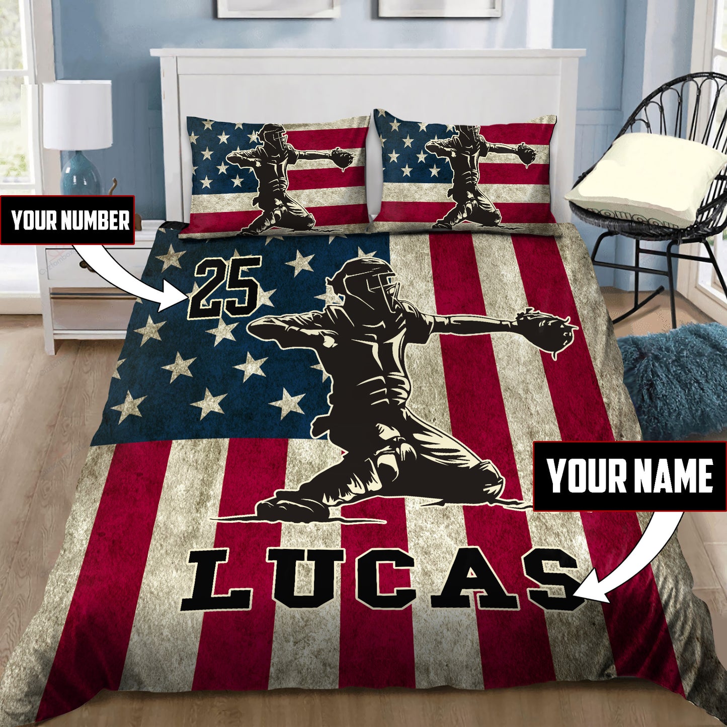 Loving Baseball Customize Name And Number Bedding Set HVT20112001