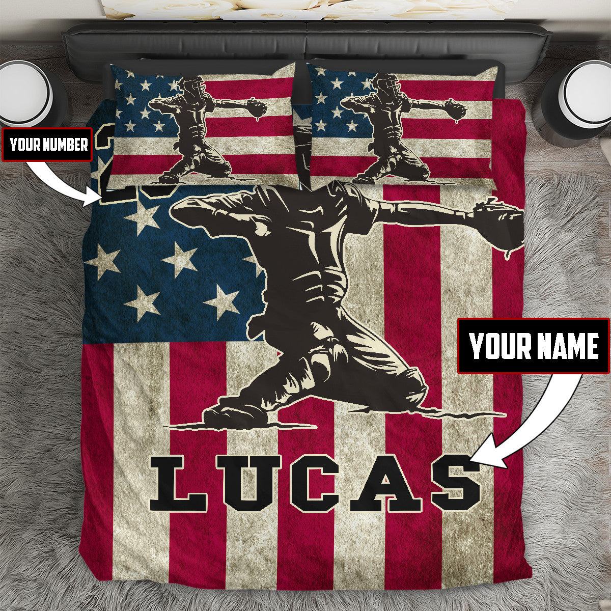 Loving Baseball Customize Name And Number Bedding Set HVT20112001