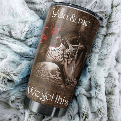Customize Name Couple Skulls Stainless Steel Tumbler NTN12042001