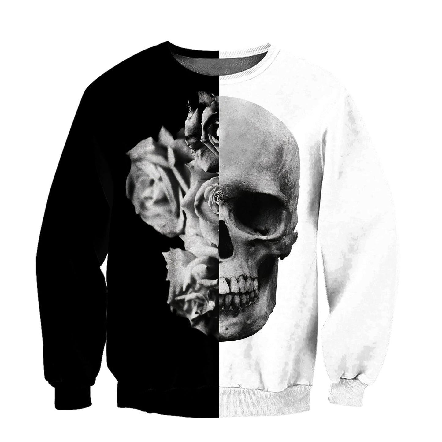 Black And White -Skull And Roses 3D All Over Printed Unisex Shirts TNA12172025