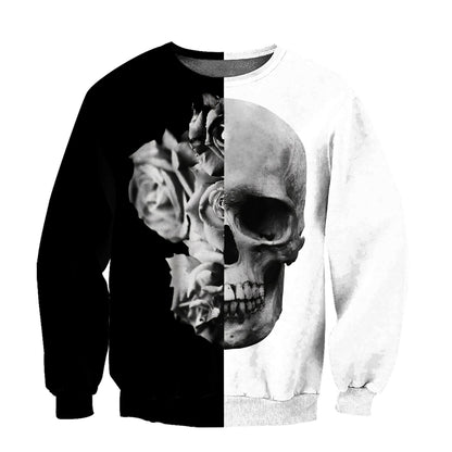 Black And White -Skull And Roses 3D All Over Printed Unisex Shirts TNA12172025