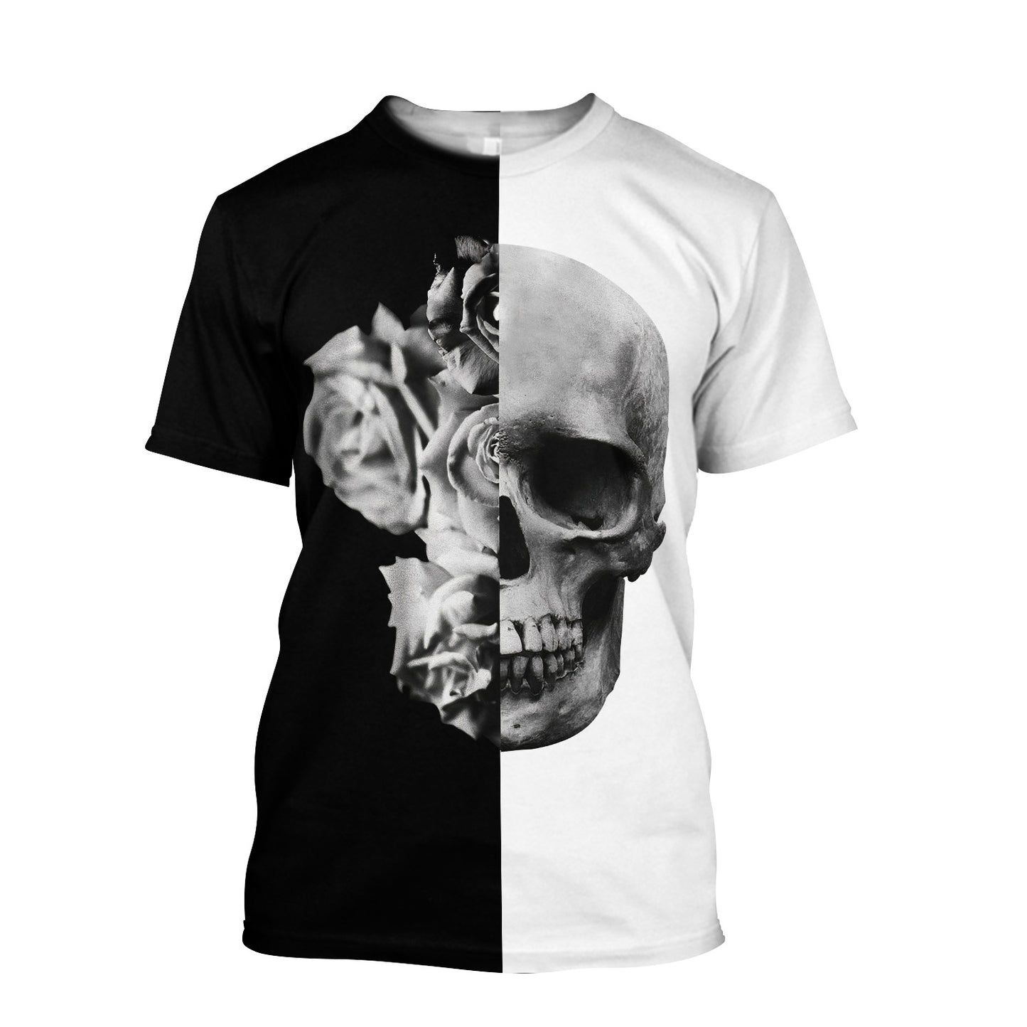 Black And White -Skull And Roses 3D All Over Printed Unisex Shirts TNA12172025