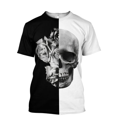 Black And White -Skull And Roses 3D All Over Printed Unisex Shirts TNA12172025