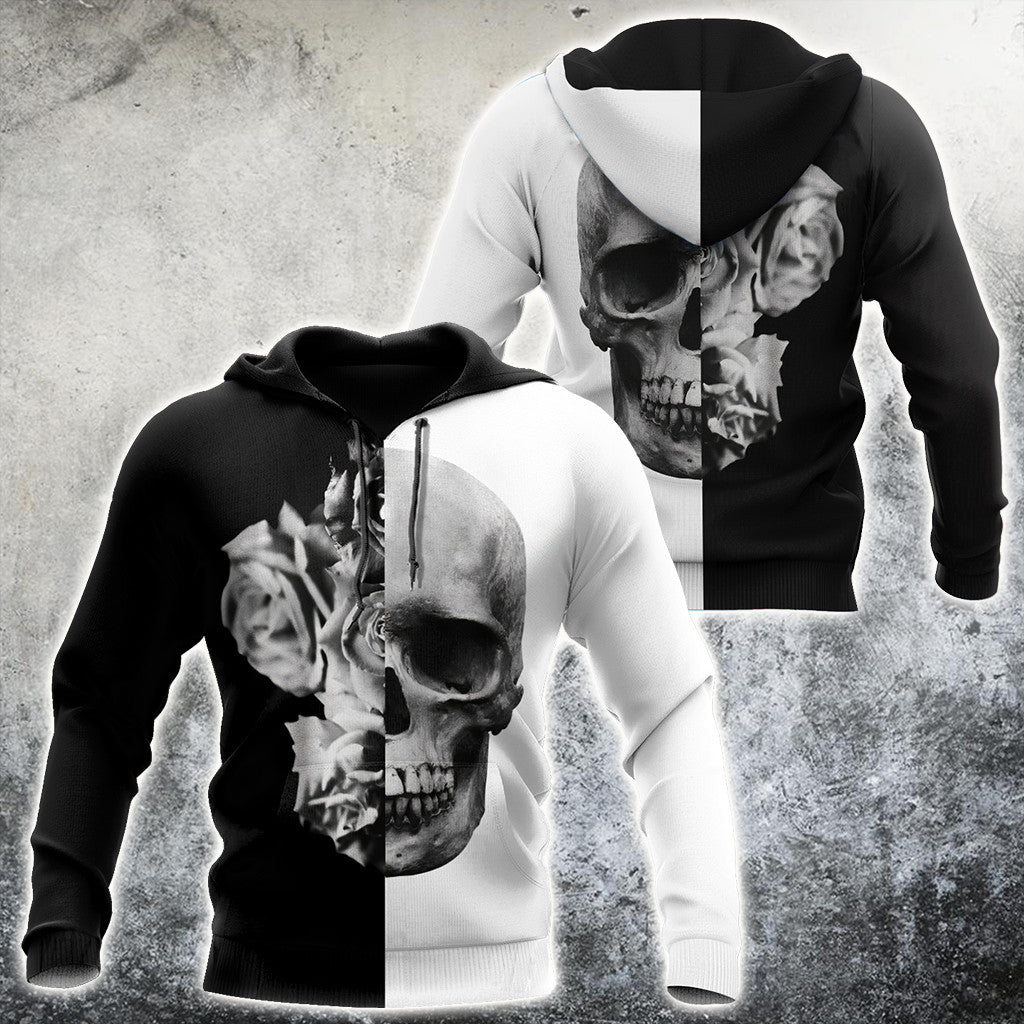 Black And White -Skull And Roses 3D All Over Printed Unisex Shirts TNA12172025
