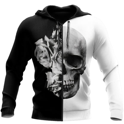 Black And White -Skull And Roses 3D All Over Printed Unisex Shirts TNA12172025