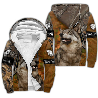 Gray Wolf 3D All Over Printed Unisex Deluxe Hoodie ML