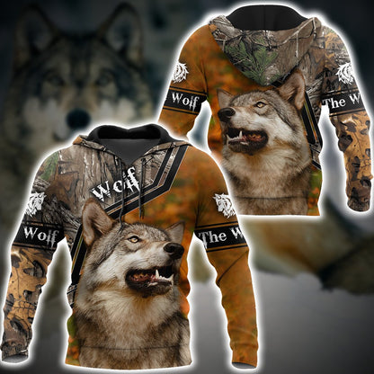 Gray Wolf 3D All Over Printed Unisex Deluxe Hoodie ML