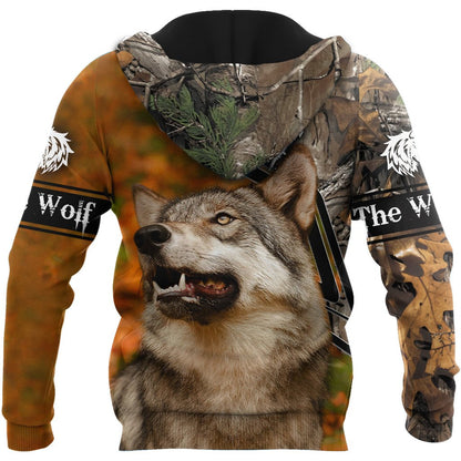 Gray Wolf 3D All Over Printed Unisex Deluxe Hoodie ML