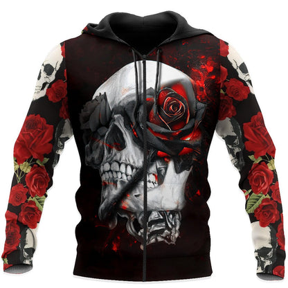Skull & Rose Hoodie For Men And Women VP26122005