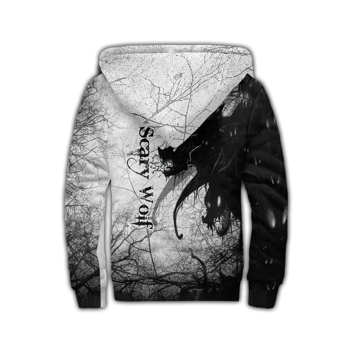 Scary Wolf 3D All Over Printed Unisex Deluxe Hoodie ML