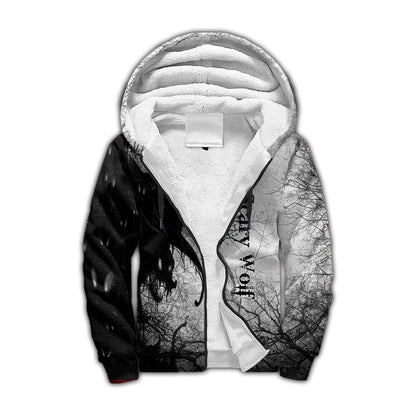 Scary Wolf 3D All Over Printed Unisex Deluxe Hoodie ML