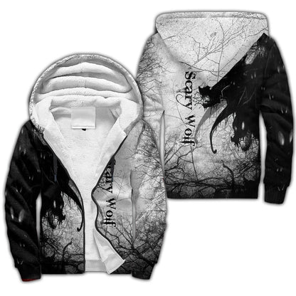 Scary Wolf 3D All Over Printed Unisex Deluxe Hoodie ML