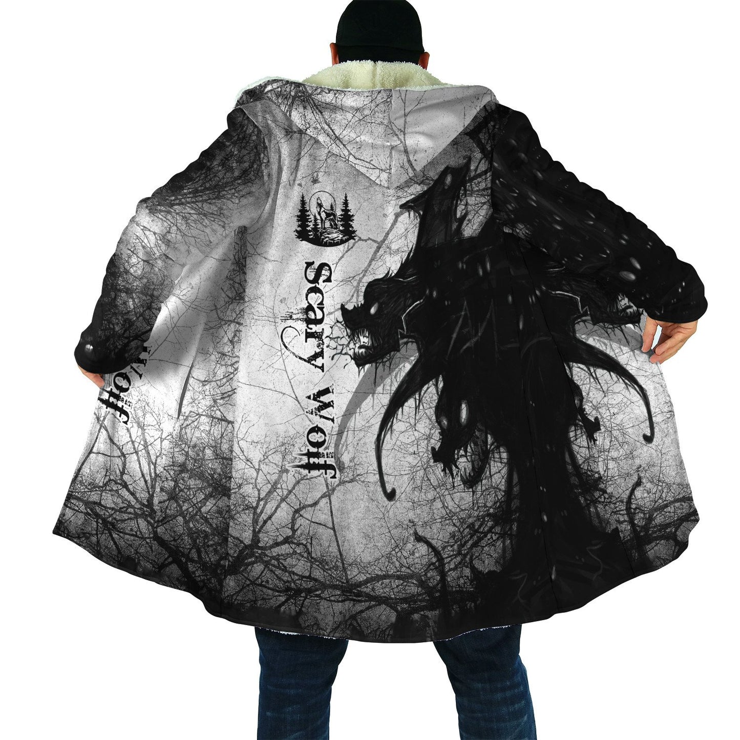 Scary Wolf 3D All Over Printed Unisex Deluxe Hoodie ML