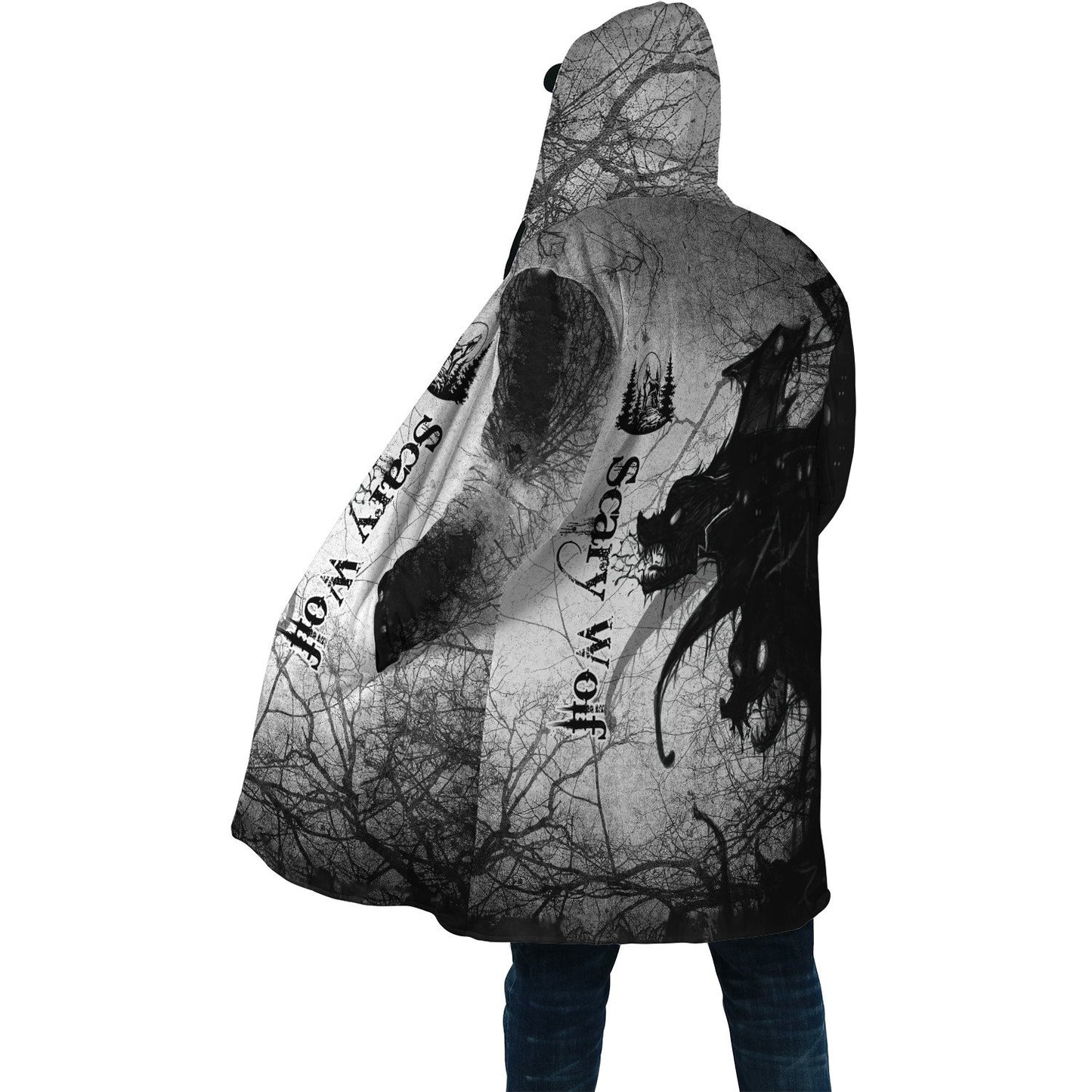 Scary Wolf 3D All Over Printed Unisex Deluxe Hoodie ML
