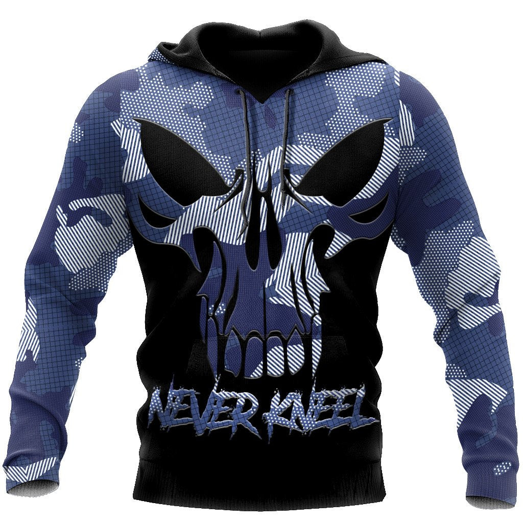 Blue Camo Skull Hoodie For Men And Women TNA12282003