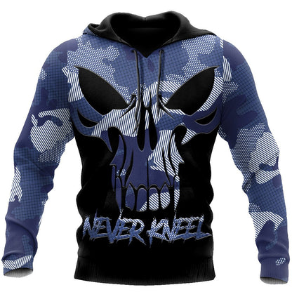Blue Camo Skull Hoodie For Men And Women TNA12282003