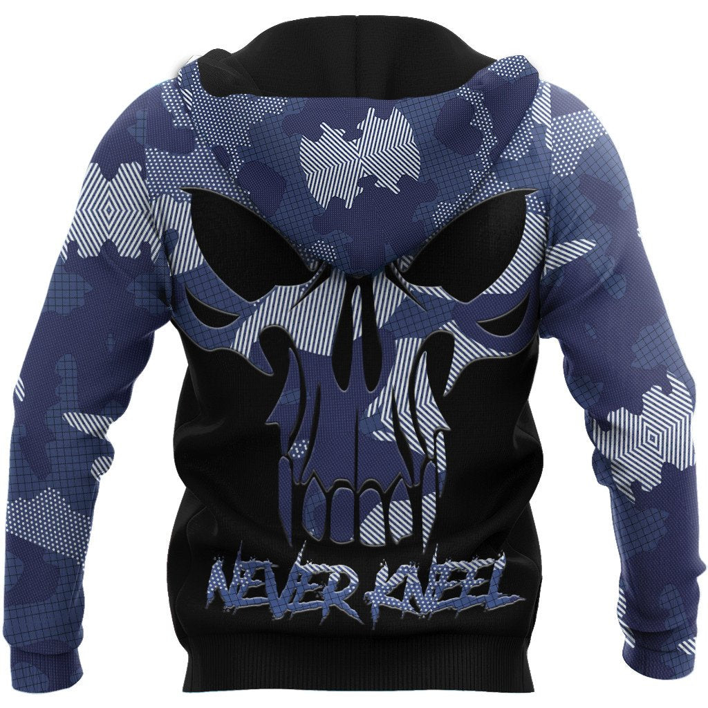 Blue Camo Skull Hoodie For Men And Women TNA12282003