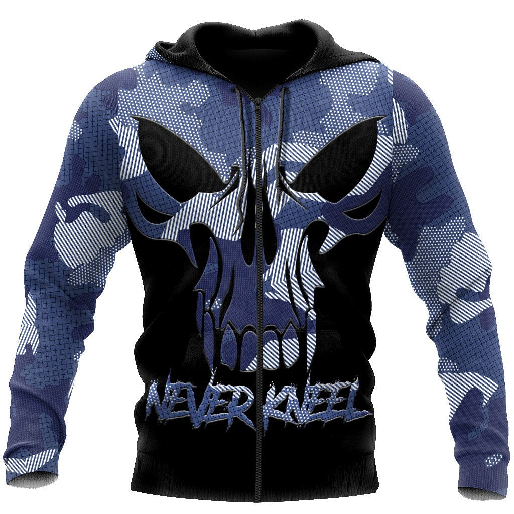 Blue Camo Skull Hoodie For Men And Women TNA12282003