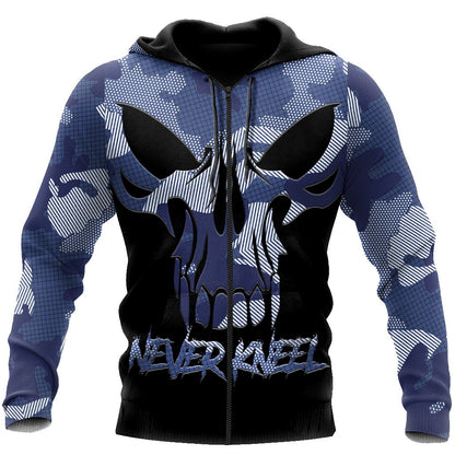 Blue Camo Skull Hoodie For Men And Women TNA12282003