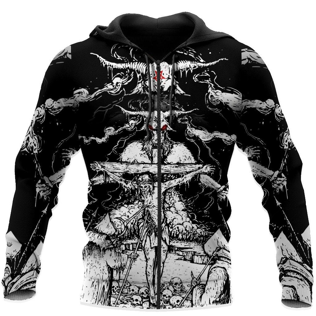 Skull Satanic And Cross Hoodie For Men And Women VP30122001