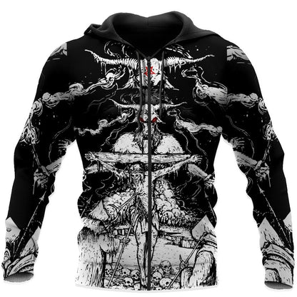 Skull Satanic And Cross Hoodie For Men And Women VP30122001