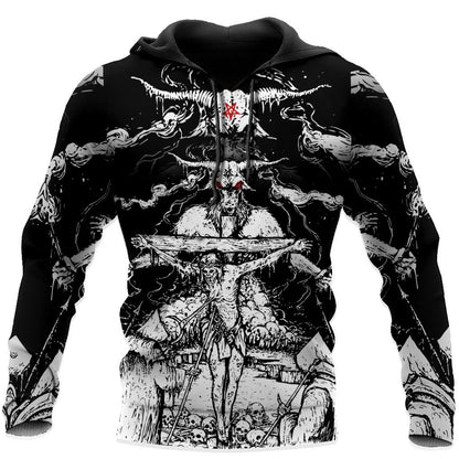Skull Satanic And Cross Hoodie For Men And Women VP30122001