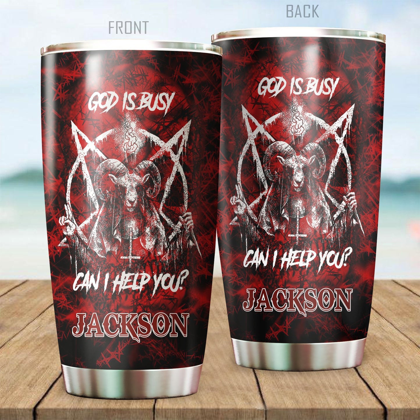 Customize Name Skull Satanic Steel Tumbler MH31122004