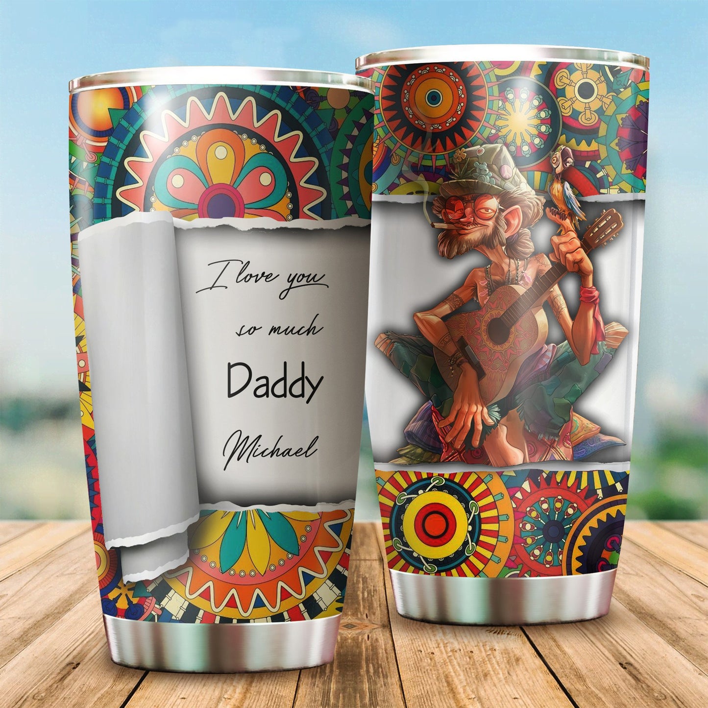 Customize Name For Daddy Hippie Steel Tumbler PD04012102