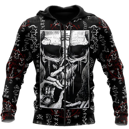 Silence Skull Satanic Hoodie For Men And Women