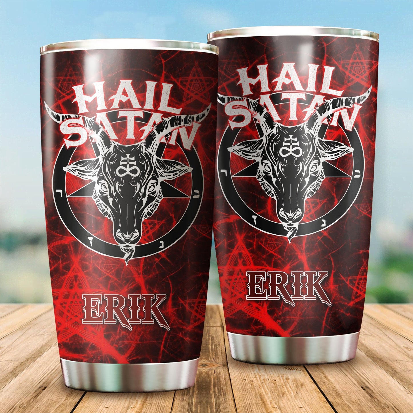 Customize Name Skull Satanic Steel Tumbler MH06012002