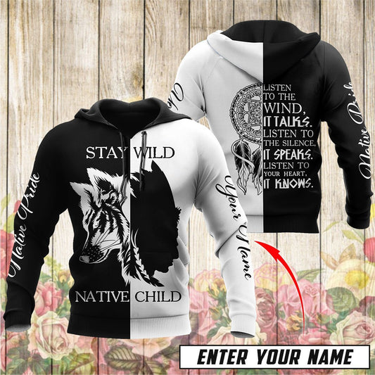 Custom Name Wolf Native Pride 3D All Over Printed Unisex Shirt