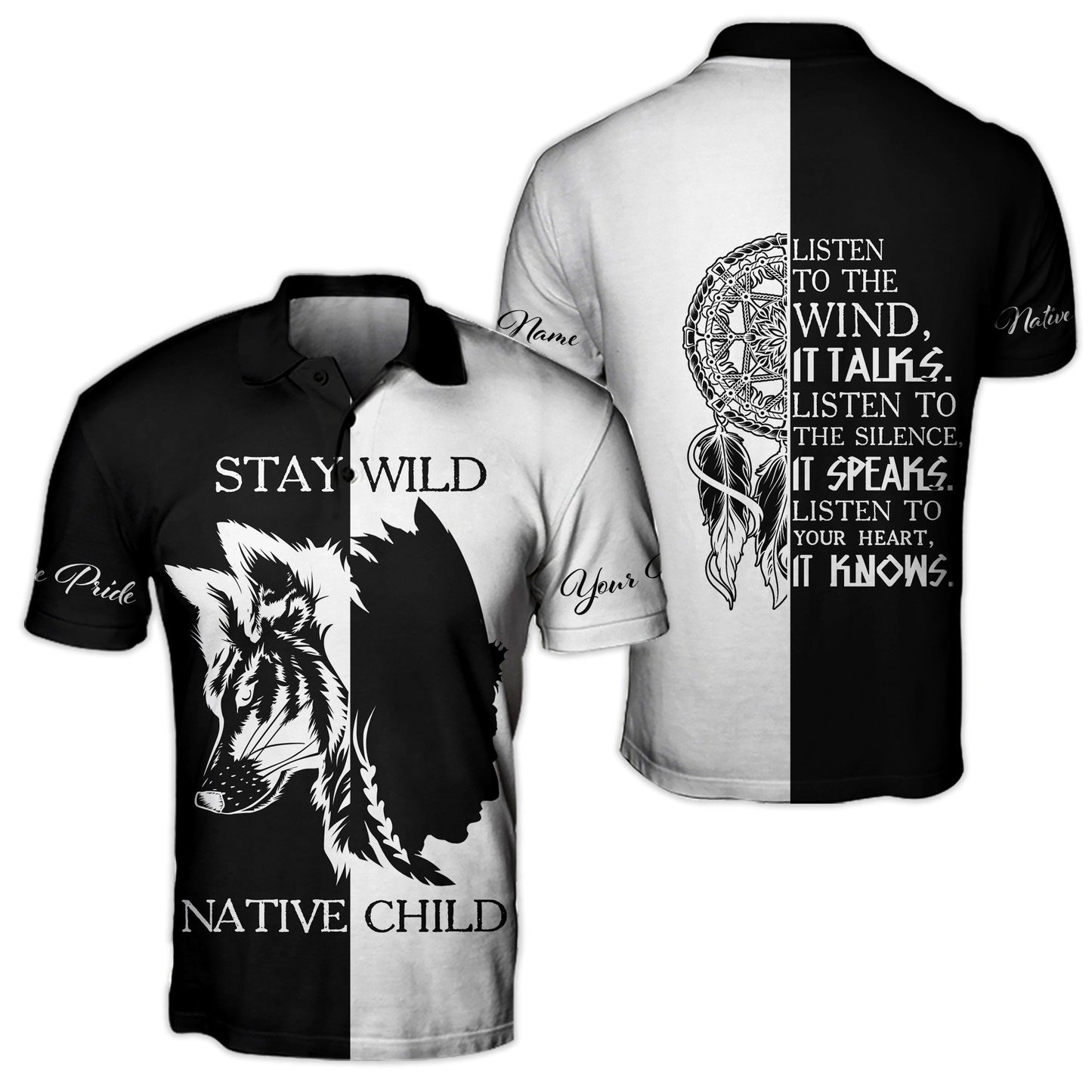 Custom Name Wolf Native Pride 3D All Over Printed Unisex Shirt
