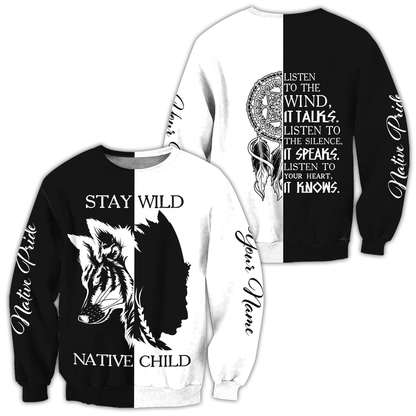 Custom Name Wolf Native Pride 3D All Over Printed Unisex Shirt