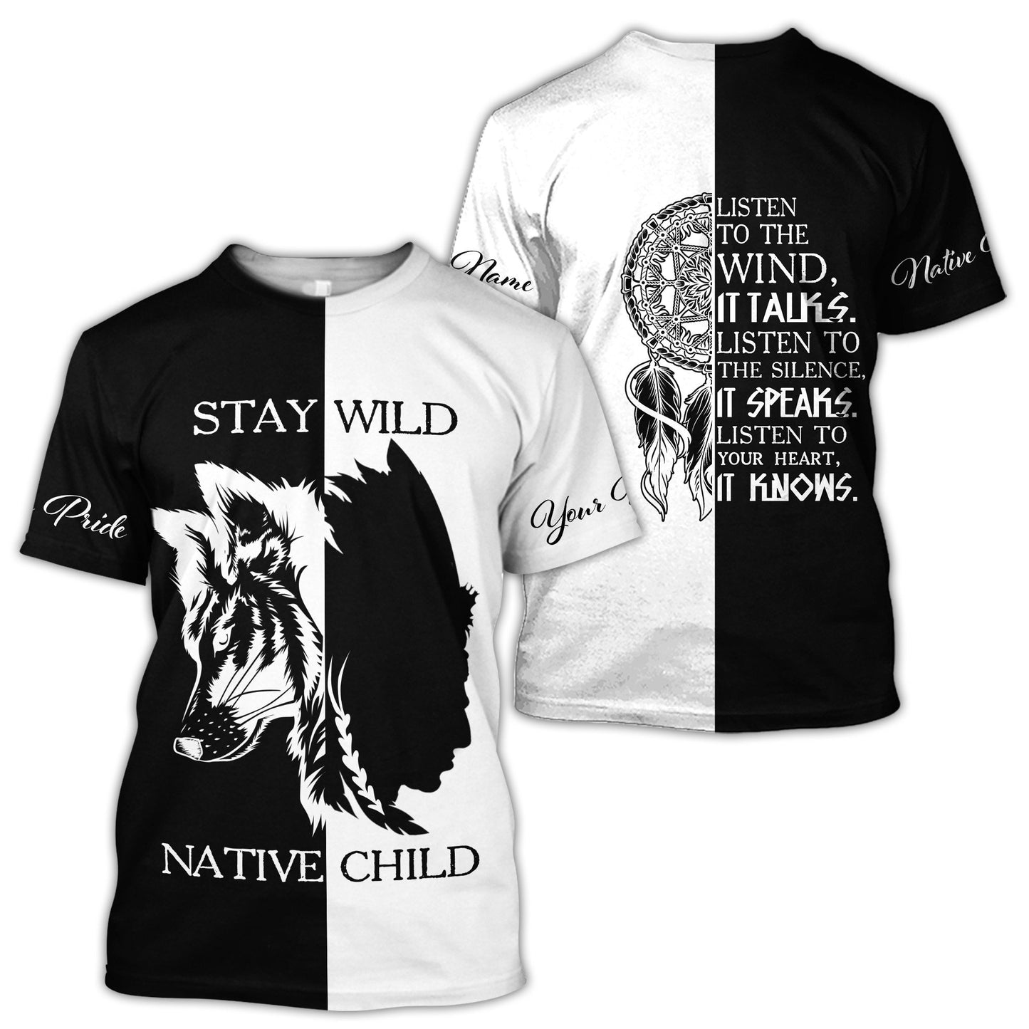 Custom Name Wolf Native Pride 3D All Over Printed Unisex Shirt