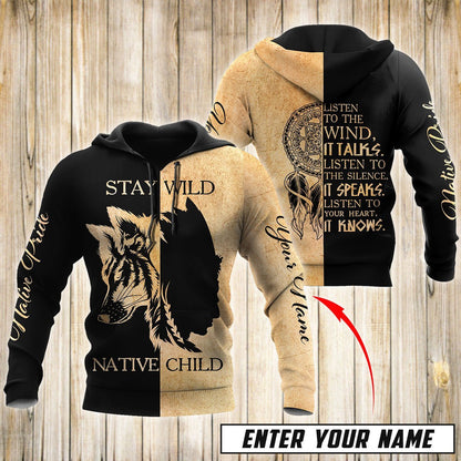 Custom Name Wolf Native Pride 3D All Over Printed Unisex Shirt