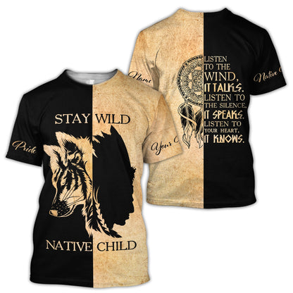 Custom Name Wolf Native Pride 3D All Over Printed Unisex Shirt