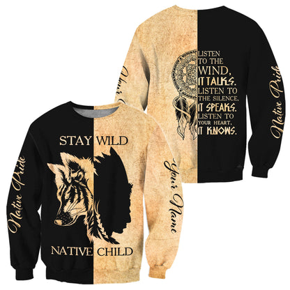 Custom Name Wolf Native Pride 3D All Over Printed Unisex Shirt