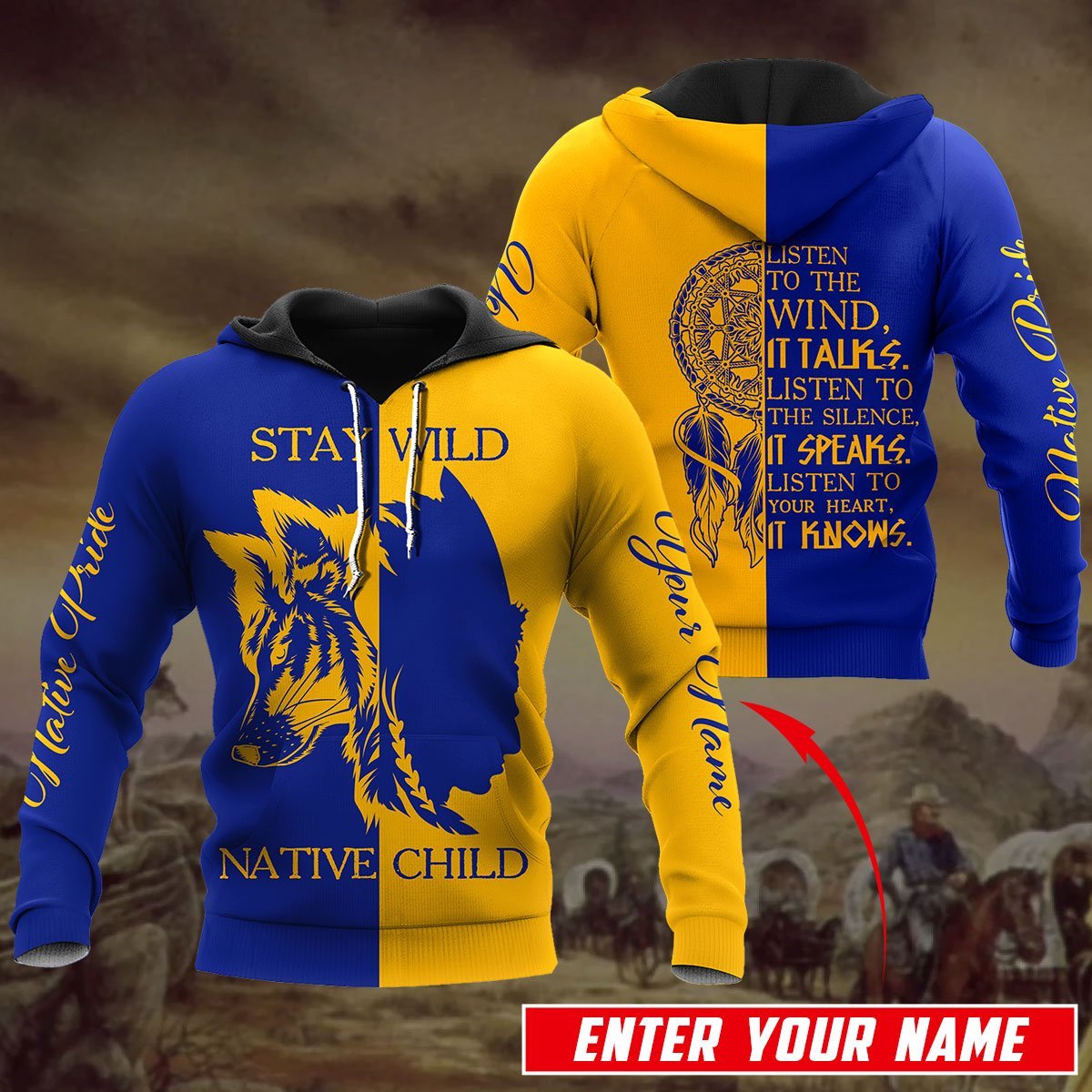 Custom Name Wolf Native Pride 3D All Over Printed Unisex Shirt