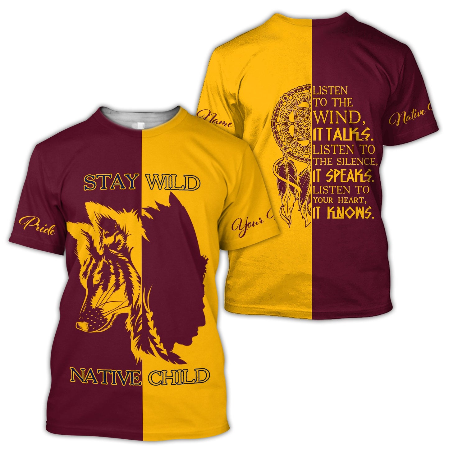 Custom Name Wolf Native Pride 3D All Over Printed Unisex Shirt