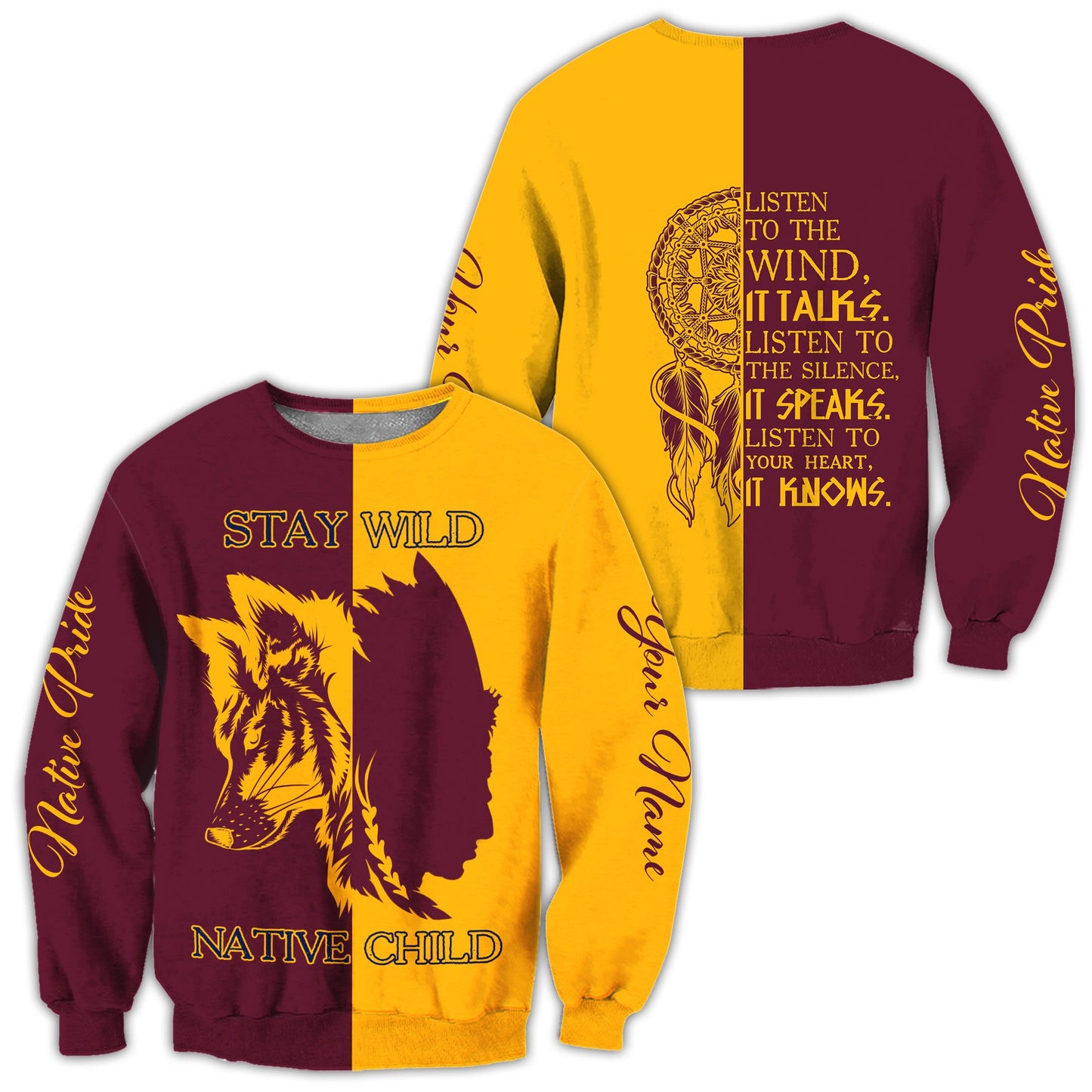 Custom Name Wolf Native Pride 3D All Over Printed Unisex Shirt