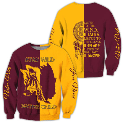 Custom Name Wolf Native Pride 3D All Over Printed Unisex Shirt