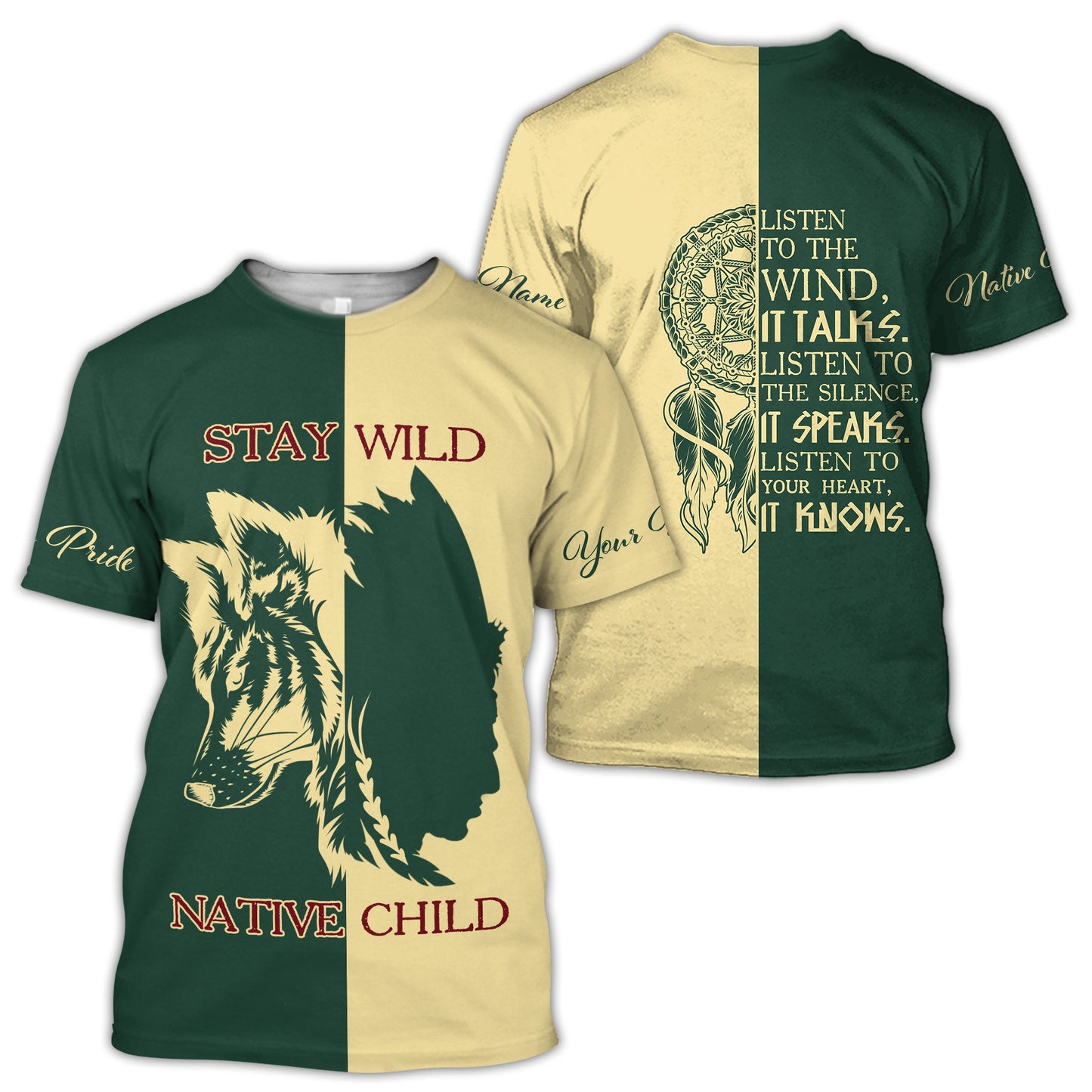 Custom Name Wolf Native Pride 3D All Over Printed Unisex Shirt