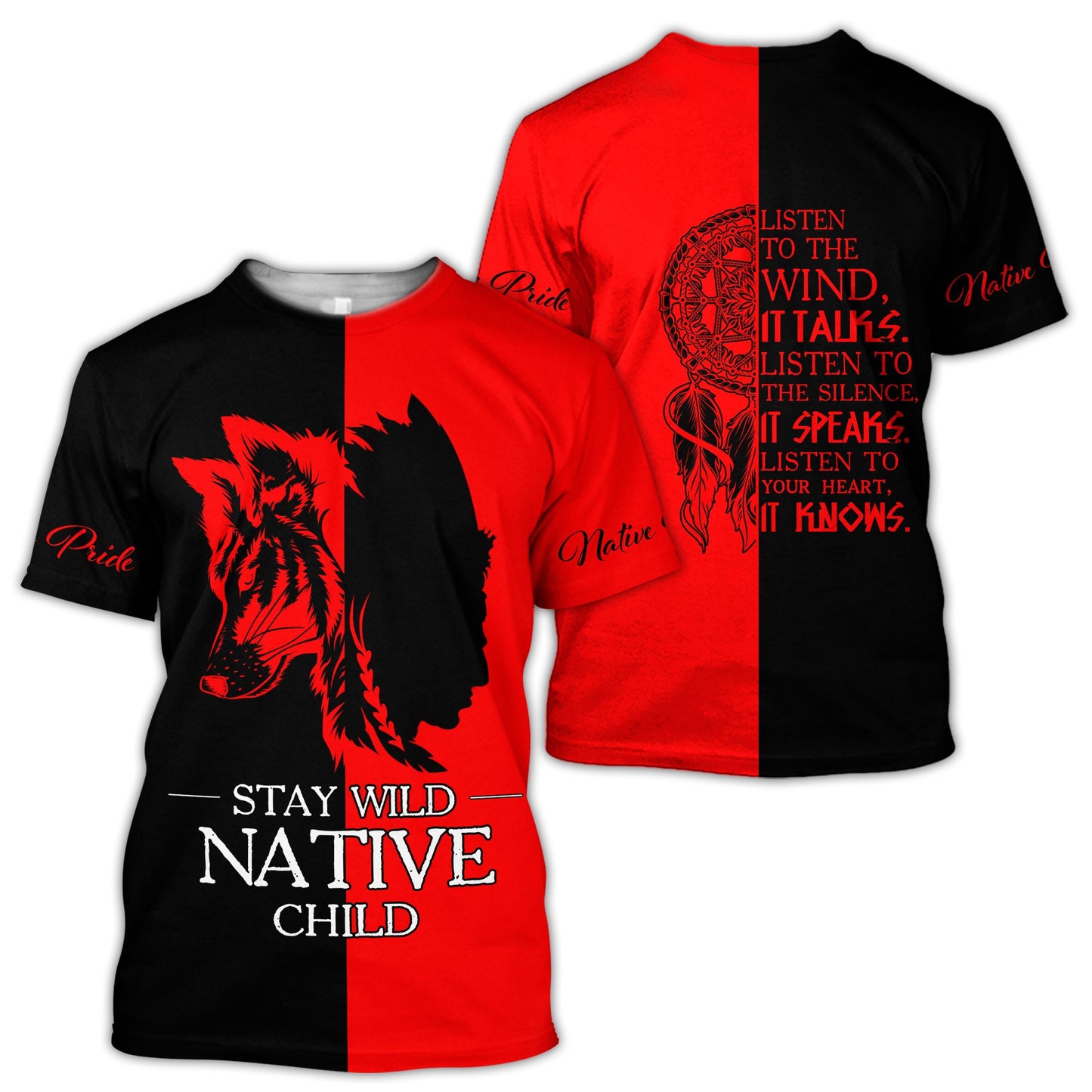 Custom Name Wolf Native Pride 3D All Over Printed Unisex Shirt